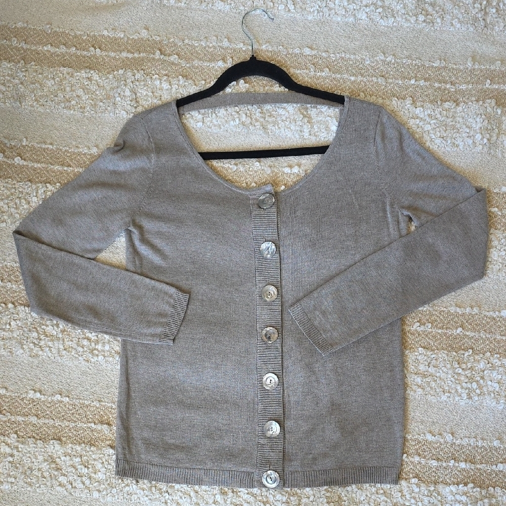 Ports 1961 Light Taupe Grey Button-Front Cardigan Shirt  See Measurements